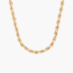 24" Men's Diamond Cut Rope Necklace in 14k Yellow Gold (4mm)