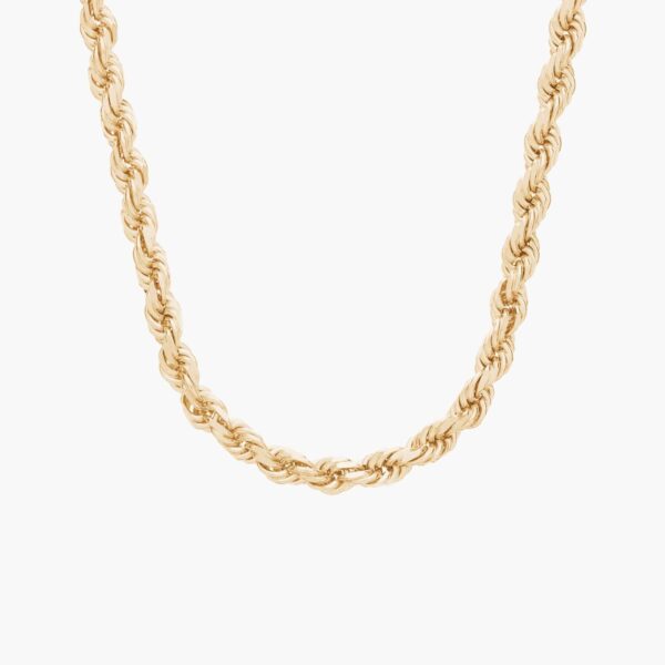 24" Men's Diamond Cut Rope Necklace in 14k Yellow Gold (4mm)